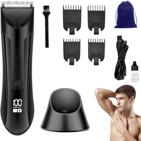 Tondeuse intime, Le fidèle - votre allié idéal pour un rasage intime impeccable, Tondeuse corps homme intime lumière LED station de charge USB, Utilisable sous la douche (1PC)