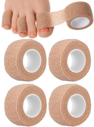 Wanmu 6 Rolls Toe Cushion Sleeves, 1 inch Broken Big Toe Protectors Bandage, Toenail Guards Pad for Men, Women, Runners Pain Relief, Corns, Blisters, Calluses (Skin Color) (6 Skin Color)