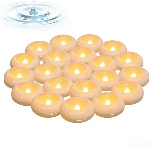wiipara 12 Stück LED Schwimmkerzen, Flackernde LED Kerzen Schwimmende Flammenlose Candles Elektrische Teelichter Tealights für Hochzeit, Festival, Partys, Hauptdekorationen