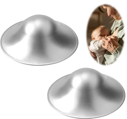2PCS Silver Nursing Cups 925 Silver Nipple Shield Cups Breastfeeding L Size | 925 nickel-free silver,prenatal prevention,postpartum repair,no cream needed,reusable,ideal breastfeeding gift