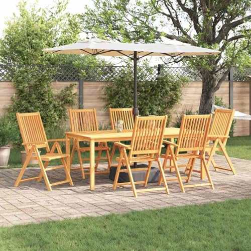 Frdhee Gartengarnitur Garten Möbel Set,Garten Essgruppe 7 pcs Braun Akazie Massivholz,Möbelsets für Veranden Hof und Poolränder