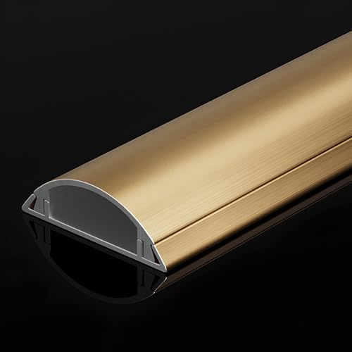 1m Halbrunder Aluminium-Kabelkanal Selbstklebende Außen Kabelabdeckungen, Boden Kabelbrücke für elektrische Leitungen im Homeoffice(Gold,NO.3x100cm(39in))