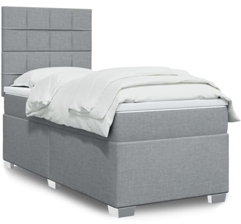 Frdhee Einzelbetten Seniorenbett,Boxspringbett mit Matratze Hellgrau 90x200 cm Stoff für Schlafzimmer,Gästezimmer,Geräuschfrei