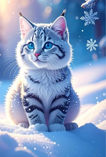Picmondoo Diamond Painting - 40x60cm - Schneegeist | quadratische Harzsteine, AB-Steine, Strass- & Metallicfarben, klares Raster, Stift, Wachs & Schale für entspanntes DIY