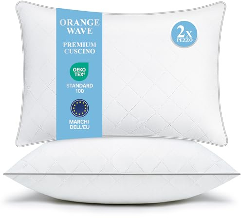 Orange Wave Kopfkissen 50x70 2er Set - Kissen 50x70 Hochwertig Mikrofaser Schlafkissen, Weiches Atmungsaktiv Pillow, Hotelqualität Bettkissen für Rücken-, Seiten- Bauchschläfer, Oeko-Tex Zertifiziert