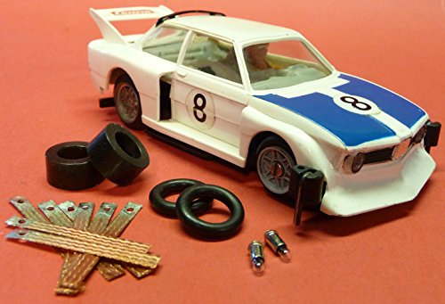 WIM-Slotcar 4-STÜCK Reifen + 8 Schleifer + 2 GLÜHBIRNEN für Carrera Servo 140 V1 Auto`s