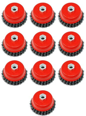 Dapetz ® Twist Knot Wire Wheel Cup Steel Crimp Bevel Brush for Surface Cleaning 4 M14 for 4 1/2 115mm Sander Angle Grinder Set Kit to Fit 115mm 10 Pack