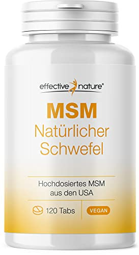 MSM natürlicher Schwefel - 120 hochdosierte Tabletten für 1 Monat - 4000 mg reines, hochwertiges MSM aus den USA - Ohne Zusatzstoffe und vegan
