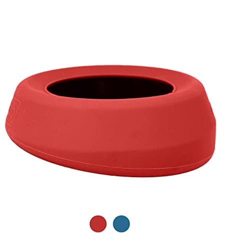Kurgo Wander Splash-Free Bol d'eau/croquettes Portable sans éclaboussures pour Chien, 0.7 Litre, Accessoires de Voyages pour Animaux sans BPA, Rouge
