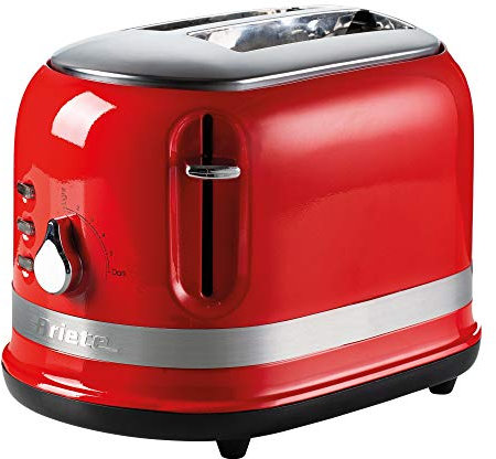 Ariete 0149R Moderna 2 Slice Toaster, Defrost, Heating & Cooking Function, Red, Stainless Steel, EU plug