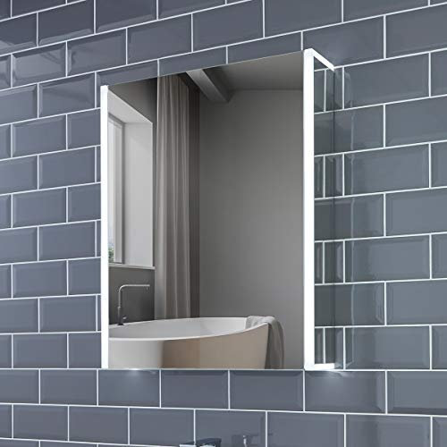 Illuminated Bluetooth Bathroom Cabinets with Mirror 564x700mm IP44 Rated - Grace LED Bathroom Mirror Cabinet with Shaver Socket, Demister Pad, & Motion Sensor, Fully Assembled Bluetooth Mirrors