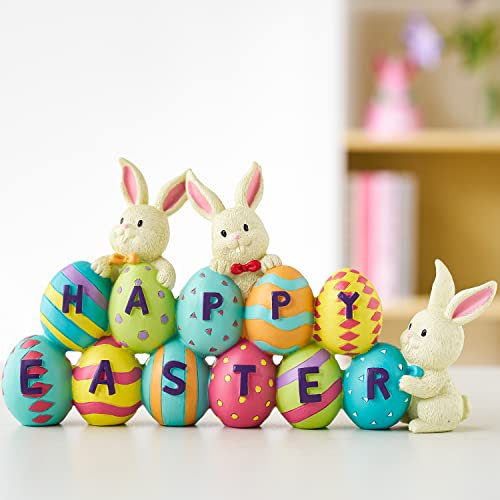 JOYIN Centro de Mesa de Resina de Zanahorias de Conejo de Pascua, decoración de Resina con la Palabra, Primavera, Mesa, Conejito y Huevo, Figura de Pascua para Pascua, decoración de Mesa de Pascua