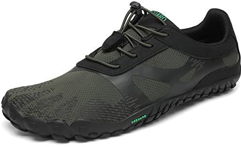 SAGUARO Barfußschuhe Herren Damen Barfussschuhe Traillaufschuhe Zehen Training Fitnessschuhe Outdoor Barfuss Wanderschuhe Atmungsaktiv Schnell Trocknend Badeschuhe, Grün, 45 EU