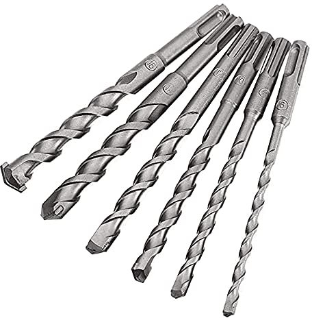 Mesee 6 Pieces SDS Plus Hammer Drill Bit Set, SDS-Plus Drill Bits for Rotary Electric Hammers Drilling Hole in Concrete Masonry Stone - 6mm 8mm 10mm 12mm 14mm 16mm