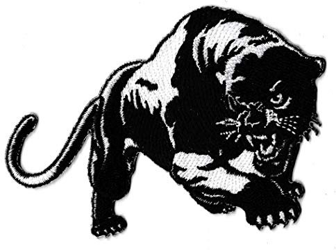 NagaPatches Aufnäher, Motiv: Panther, Schwarz / Weiß, bestickt, zum Aufbügeln, 2 Stück, 10 x 7 cm