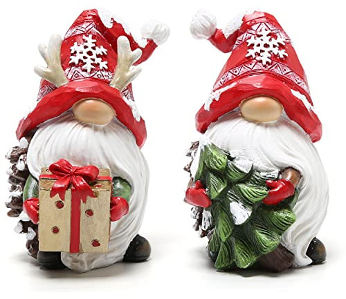 Hodao Christmas Resin Gnomes Handmade Christmas Resin Gnomes Holiday Present, Winter Table Christmas Tree Christmas Decorations Indoor and Display on Mantel or Window Sill