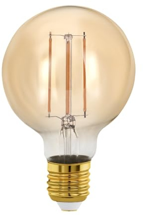 EGLO E27 LED Lampe dimmbar, Golden Vintage Glühbirne G80 | Globe Deko Leuchtmittel für Retro Beleuchtung, 4 Watt (entspricht 28 Watt), 300 Lumen, warmweiß, 1700 K, Edison Birne, Ø 8 cm