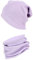 TupTam Mütze und Schal Kinder Set – Weiches Schal Mütze Set Kinder für Herbst und Winter, Farbe: Rippstoff Lila, Größe: 44-52
