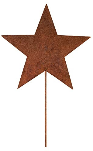 Deko Kind - Rostiger Stern zum Stecken - 18x18cm - Wetterbeständig - Edelrost - Rost Gartenstecker - Metall - Gartenfigur - Rost Deko - Wanddeko - Roststern - Sterne