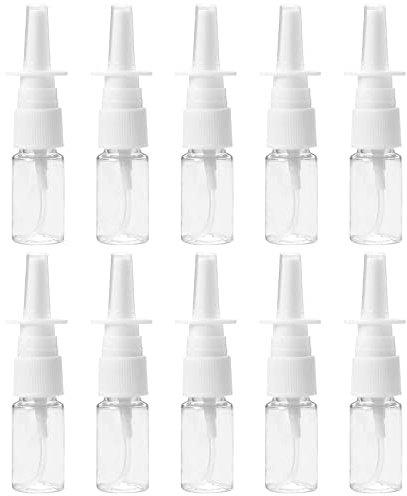 Vesaneae10pcs Nasal Spray Botella 10ml, Vacío Recargable Plástico Nasal Spray Botellas de la Bomba, Claro Niebla Spray Botella, Vacío Pulverizador Nasal botella para Aceite Esencial Salino