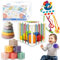 Lunememo Baby Spielzeug ab 6 bis 18 Monate, 4 in 1 Montessori Spielzeug, Stapelspielzeug mit Blöcken & Ringen für Stapelturm, Sensorik Spielzeug 1-3 Jahr, 19 Stück