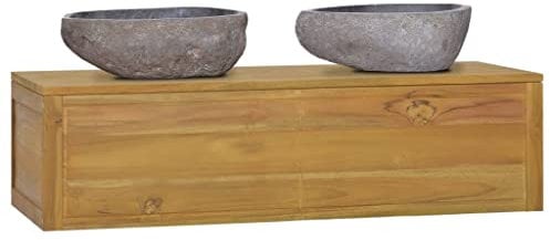 Wachtischunterschrank Badschrank Badezimmer Waschbeckenunterschrank hängend Badezimmermöbel Waschtisch-Unterschrank Badezimmerschrank, 110x45x30 cm Teak Massivholz