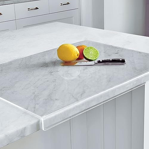 Large Acrylic Cutting Board 24 x 17 for Kitchen With Lip, Clear Non Slip Chopping Board, Countertop Protector