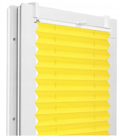 Fenster DEKOR - Plissee Klemmfix ohne Bohren Breite 80 cm x Höhe 200 cm - Fenster Plissees innen Gelb - Faltrollo Blickdicht - Faltrollos einfach zu montieren - Blissett Rollo