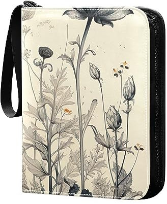 Vintage Wild Flowe Card Binder Collection Case Book Fits 400 Cards With 50 Removable Sleeves Trading Card Albums Sports Card Binder