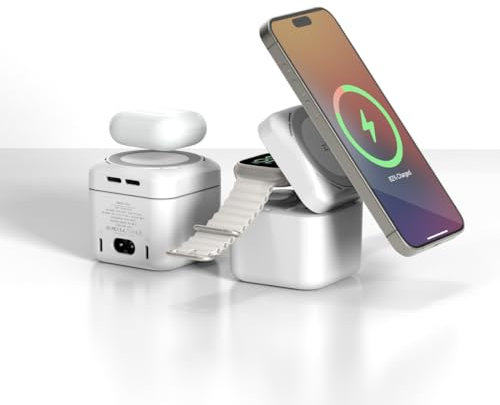 ISDT 3-in-1 MagSafe Ladeständer Ladeleistung, 2x33W USB-C,Kompatibel mit iPhone 15/14 / 13/12 Serien, Apple Watch Serie 1-7 / SE, und AirPods Pro / 3/2 (Kabel und Adapter im Lieferumfang enthalten)