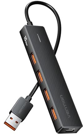 VENTION USB Hub 10Gbps, 4 Ports USB 3.2 Hub USB Splitter, 5 in 1 USB Extender Hub, Multiport Adapter für Laptop, MacBook, Chromebook, Surface, iMac, PS4, PS5, Xbox, Flash Drive