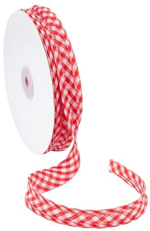 NBEADS 40 Yards Gingham Einfassband, 2cm Karo Geschenkband Kariertes Geschenkband Vichykaro Dekoband Polyester Kariertes Bänder für Paspelierungen Geschenkverpackungen, Rot