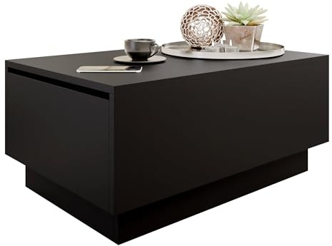 Mirjan24 Wohnzimmertisch Morezi, Couchtisch mit Stauraum, Sofatisch, Öffnung Oben, Kaffeetisch, Teetisch (Schwarz, 90x60)
