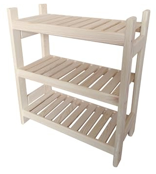Stolarstwo Wochnik S.C. Holzregal Standregal Modulares Regal Stapelbar Kellerregal Haushaltsregal Kiefer Breite 43 cm Lange 80 cm Höhe 45 Oder 60 cm 2 Oder 3 Einlegeböden (60x80x43 cm 3 Einlegeböden)