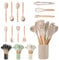 JUPPLIES 12 Piezas Juego de Utensilios de Cocina de Silicona con Mangos de Madera - Accesorios de Cocina Resistente al Calor - Utensilios Cozinha Apto para Todas Las Ollas y Sartenes Marroón