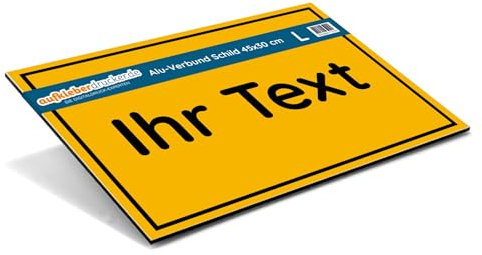 Schild Alu-Verbund 4 mm mit Ihrem Wunschtext (Signalgelb, 450x300 mm)