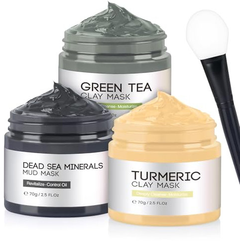 Maske, Kurkuma-Schlamm-Maske, Totes Meer Schlamm, Grüner Tee, Tiefenreinigung Mitesser, Ölkontrolle, Masken-Set, 70g*3