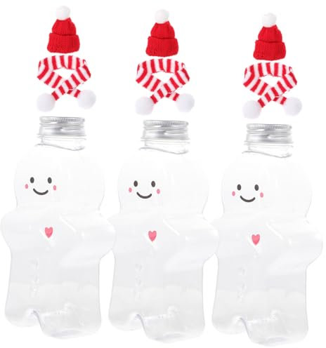HAWILLOSCH Weihnachtsflasche Süßigkeiten Weihnachten Wiederverwendbare Gläser Lebkuchenmann Getränkebehälter