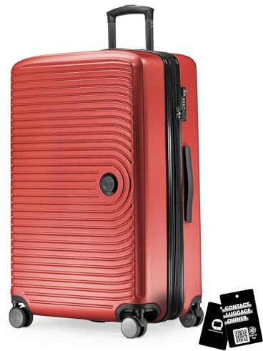 Hauptstadtkoffer Mitte Koffer 77 cm 112-130 Lmit Anhänger, Rot | ABS-Hartschale · TSA · XL Erweiterung · 4 Rollen · Austauschbare Ersatzteile · Urlaub · 2-3 Wochen · Digitaler Kofferanhänger