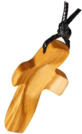 Colgante de cruz de madera, pequeñas cruces de bolsillo de madera, cruces de madera hechas a mano, oración portátil con puntas de los dedos, exquisita artesanía de adorno para coche, oración portátil