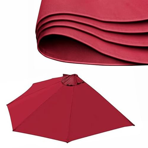 QTWLG 2.7m Auvent De Rechange pour Parasol Demi-Rond, Housse De Rechange pour Parasol De Terrasse De 300cm, Dessus De Rechange pour Demi-Parasol pour Balcon, Jardin, Appartement(Wine Red,10'/300cm)