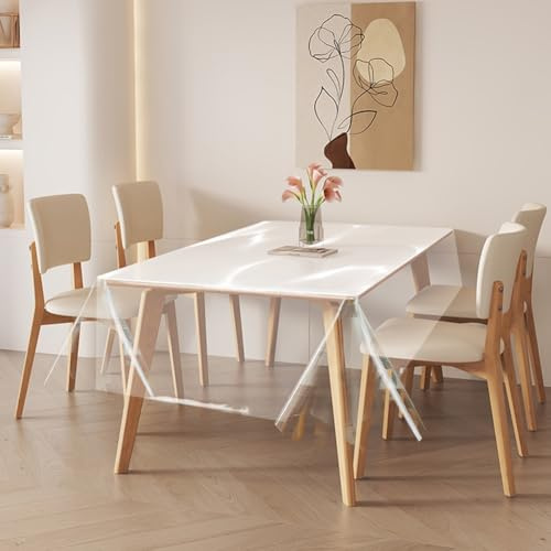 Wapasezyar Tischdecke Transparent, Durchsichtige Tischdecke, Tischfolie Durchsichtig PVC 0.13 mm Stark Wasserdicht Abwaschbar Tischschutzfolie, Wunschmaß Tisch Schutzfolie