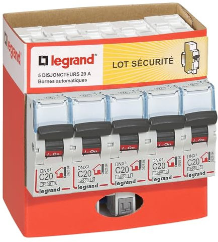 LEGRAND | Multipack 5 Disjoncteurs 20A, Arrivée Haute Et Sortie Basse Par Bornes Auto, Alimentation Par Peigne, Visualisation Immédiate Du Circuit Défaillant