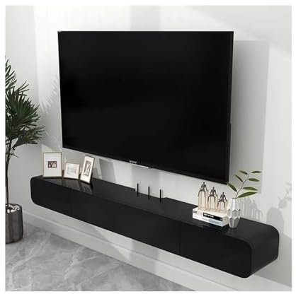 YQINQIN83B TV Stand White Wall Mounted TV Cabinet - Floating TV Stand with Door for Living Room TV Cabinet(Black,XL)
