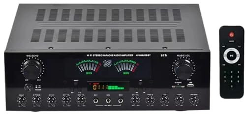 KLYDBMYT Amplificateur Bluetooth Professionnel, amplificateur Audio Domestique Bluetooth 1600 W avec télécommande, Sortie 7 canaux et 3 Prises Microphone, pour Enceintes Home cinéma et karaoké