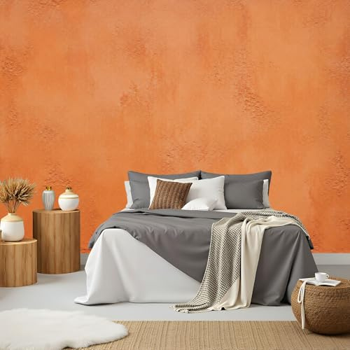 Canvas Wall Mural Terracotta Colored Plaster Warm Ochre Abstract Patterns Rough Texture Peel and Stick Wallpaper Removable Self-Adhesive Wall Sticker Wall Decor for Bedroom Nursery 69x96
