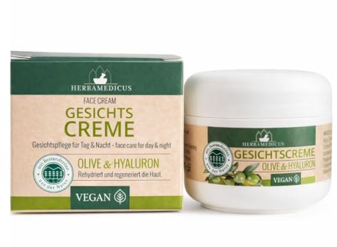 Herbamedicus Gesichtscreme mit Olive & Hyaluron, Vegan, für Tag und Nacht, 50 ml