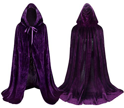 Proumhang Cape à capuchon Velours Enfant Vampire Magicien Déguisement Costume Halloween Noël Easter Carnaval Violet S