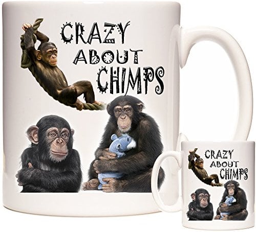 Chimpanzee Mug, Crazy About Chimps, Ceramic Gift Mug. Chimp Gift. Cheeky Monkey Gift