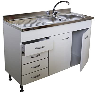 Arredobagnoecucine Mobile cucina 2 ante completo di lavello inox 120 componibile sottolavello